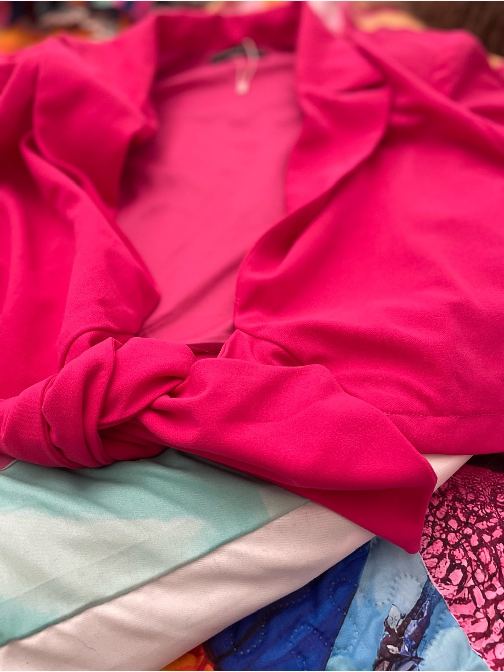 Women’s Fuchsia Knot-Front Blazer